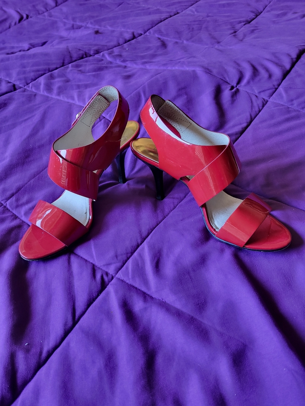 Michael Kors Red Patent Leather Slingback Heels - Picture 3 of 8